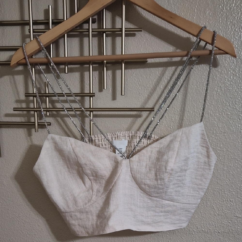 H&M Cream Top with Silver Straps